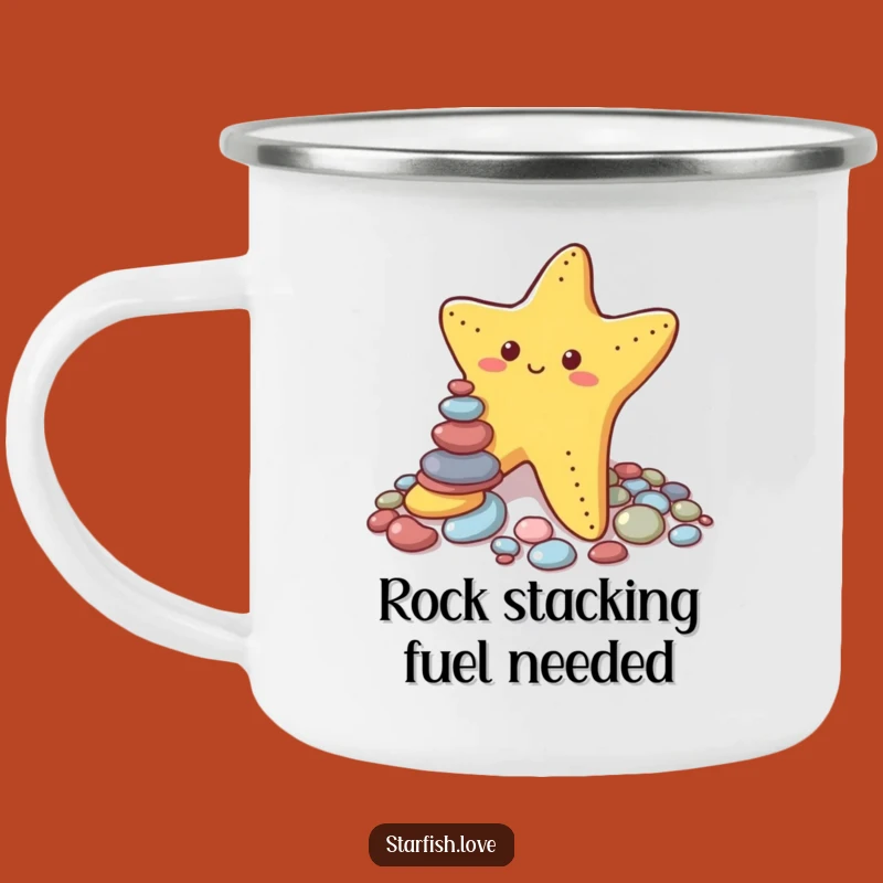 Funny Starfish Pebble Stacker Camping Mug - Adventure & Humor Brew