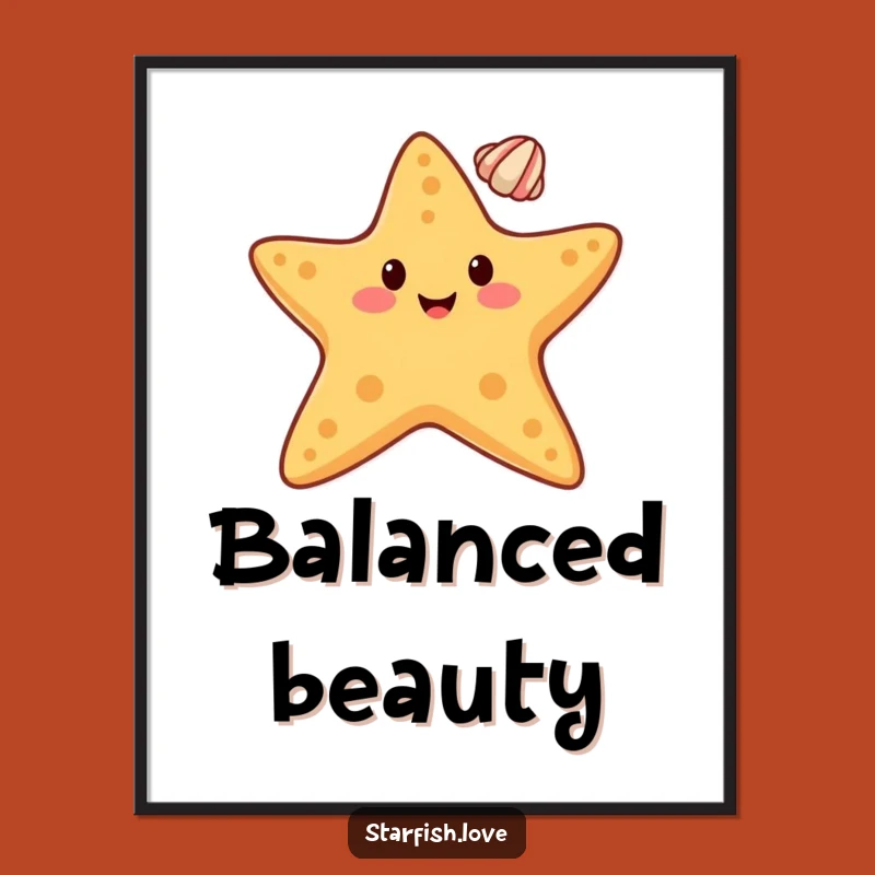 Funny Starfish Seashell Digital Art: Balanced, Humorous Decor for Any Space