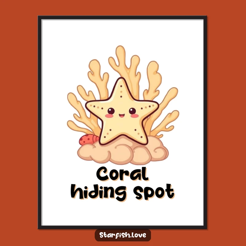 Funny Shy Starfish Digital Print: High-Res Art, Cute Decor, Instant Funny Gift