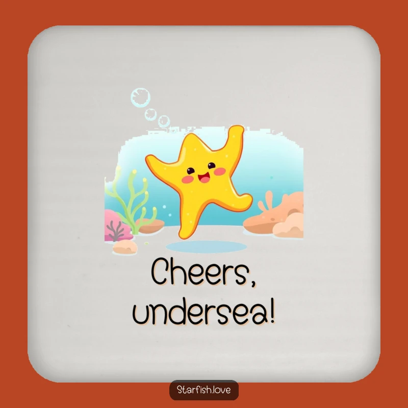 Funny Starfish Dance Drink Coaster: Protect Surfaces, Underwater Fun Art, Unique Funny Gift
