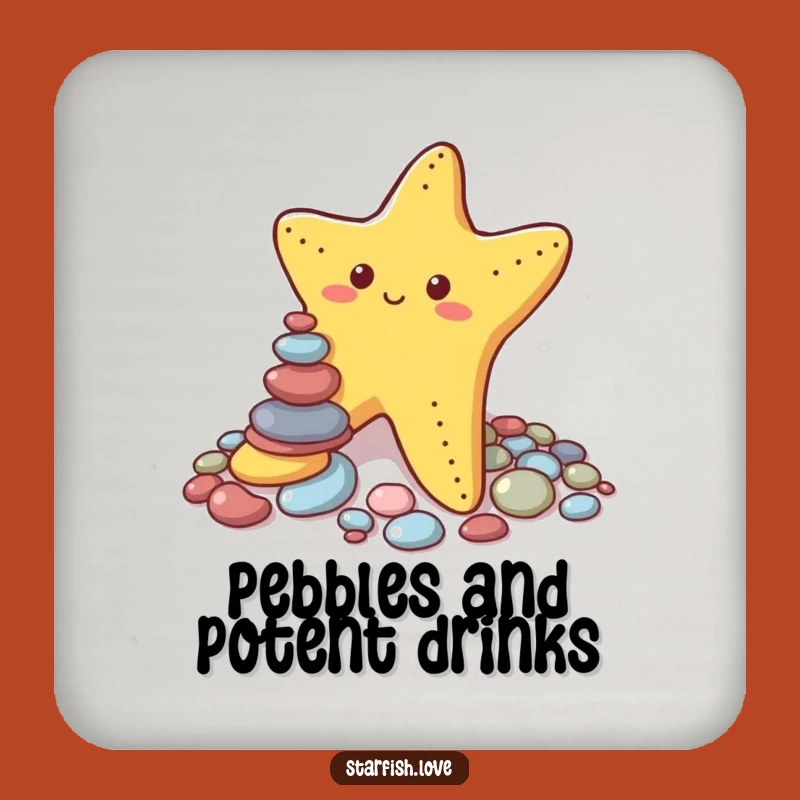 Funny Starfish Pebble Stacker Coaster - Protect Surfaces with Humor