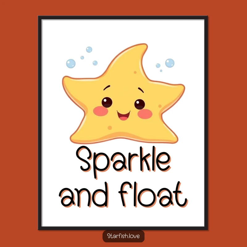 Funny Starfish Bubble Poster: Decorate with this Cheerful, Sparkling Art