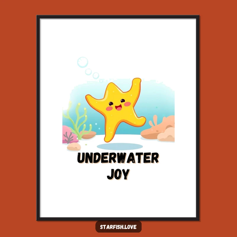 Funny Starfish Dance Poster: Vibrant Wall Art, Underwater Cheer, Unique Funny Gift