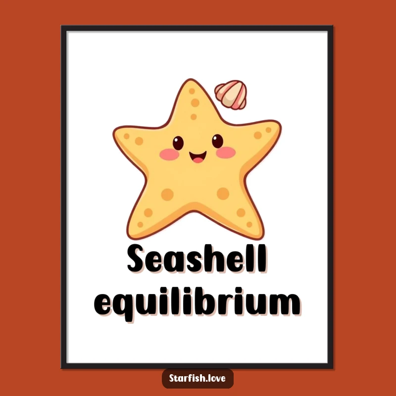 Funny Starfish Seashell Poster: Decorate with this Balanced, Humorous Art