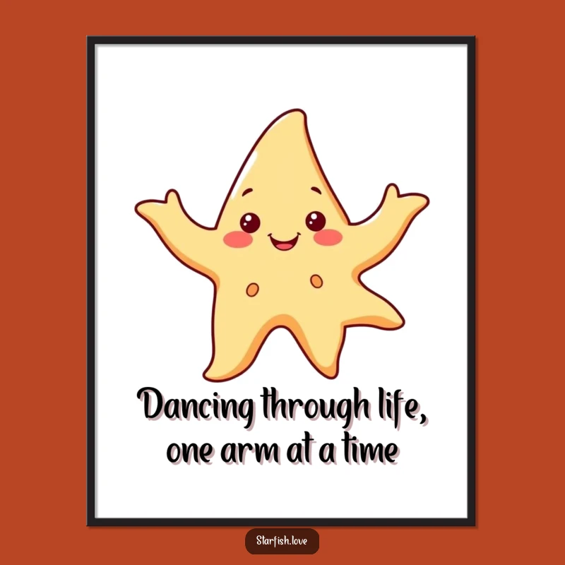 Funny Free Printable Wall Art: Dancing Starfish Flowing Arms Downloadable Art for Lively Decor