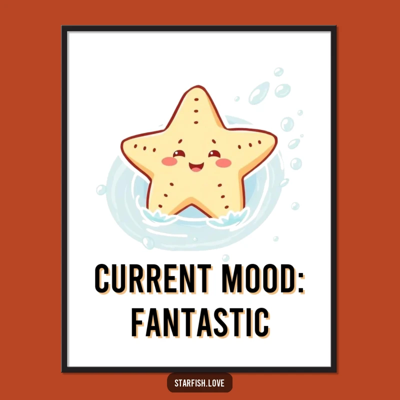 Free Printable Wall Art: Starfish Water Slide, Ocean Flow Decor, Dynamic Downloadable Art