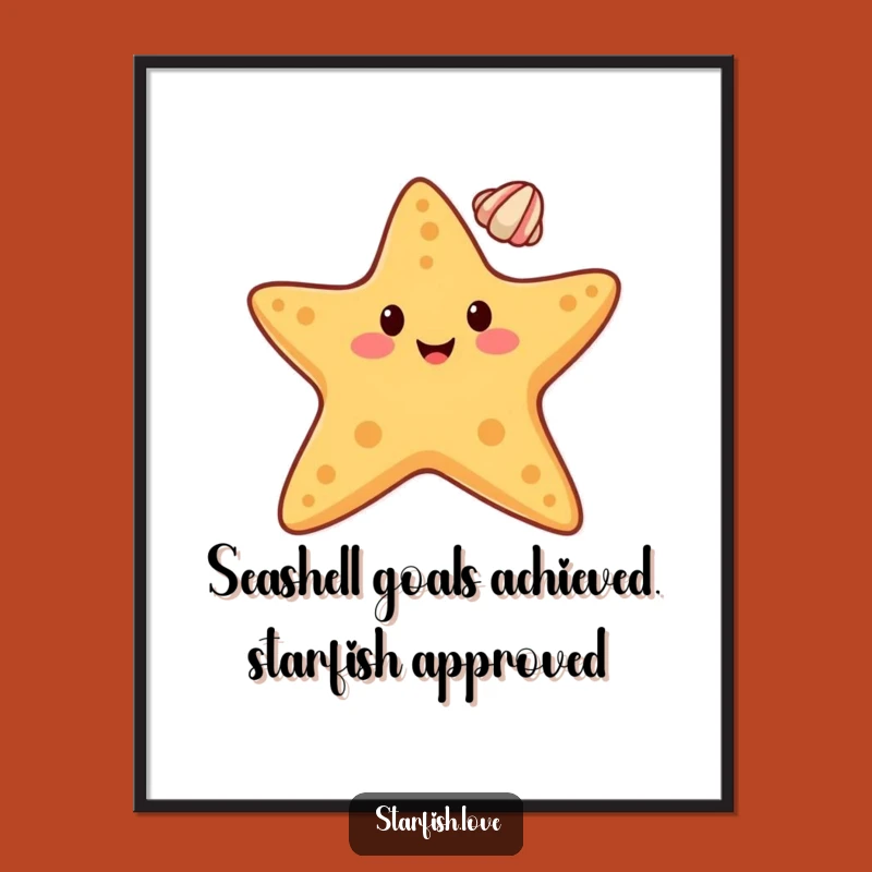 Funny Free Printable Wall Art: Starfish Seashell Balance Downloadable Art for Quirky Decor