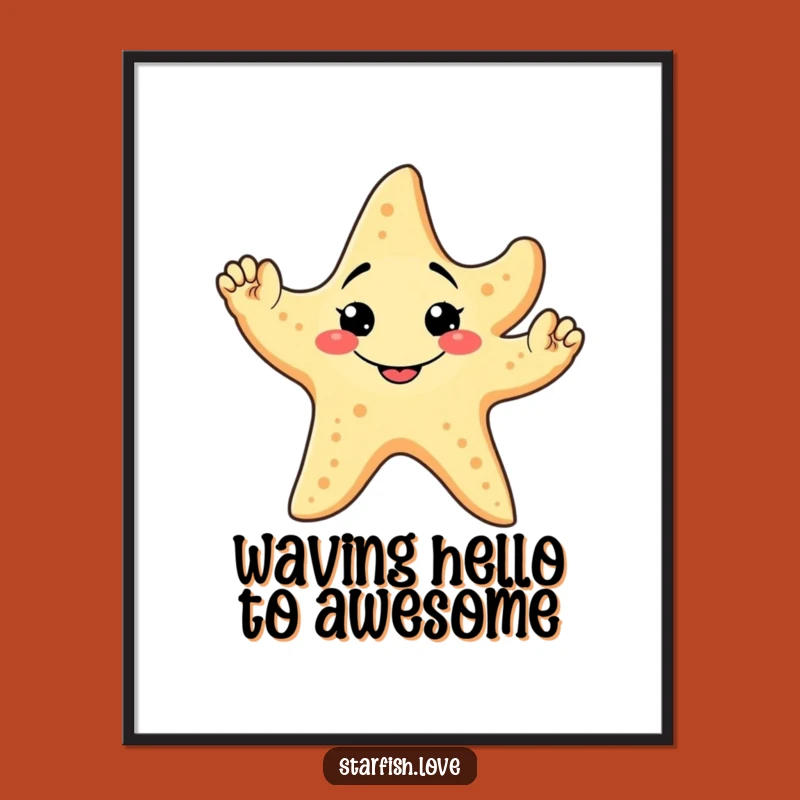 Funny Free Printable Wall Art: Goofy Starfish Waving for Whimsical Decor