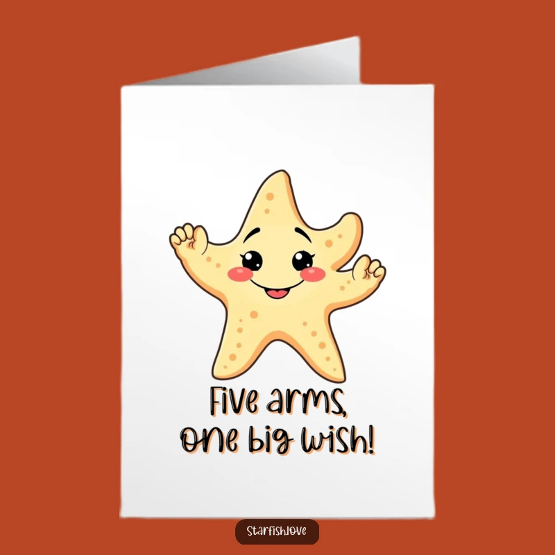 Funny Free Printable Birthday Card: Goofy Starfish Waving for a Happy Celebration