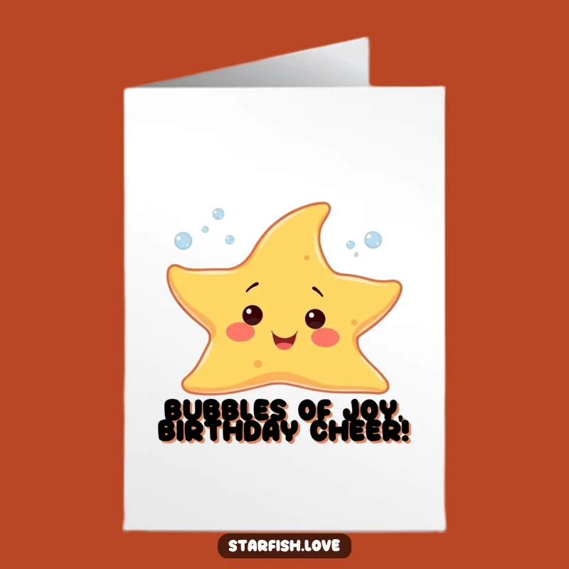 Free Printable Birthday Card: Cheerful Starfish Bubbles Funny Downloadable Gift