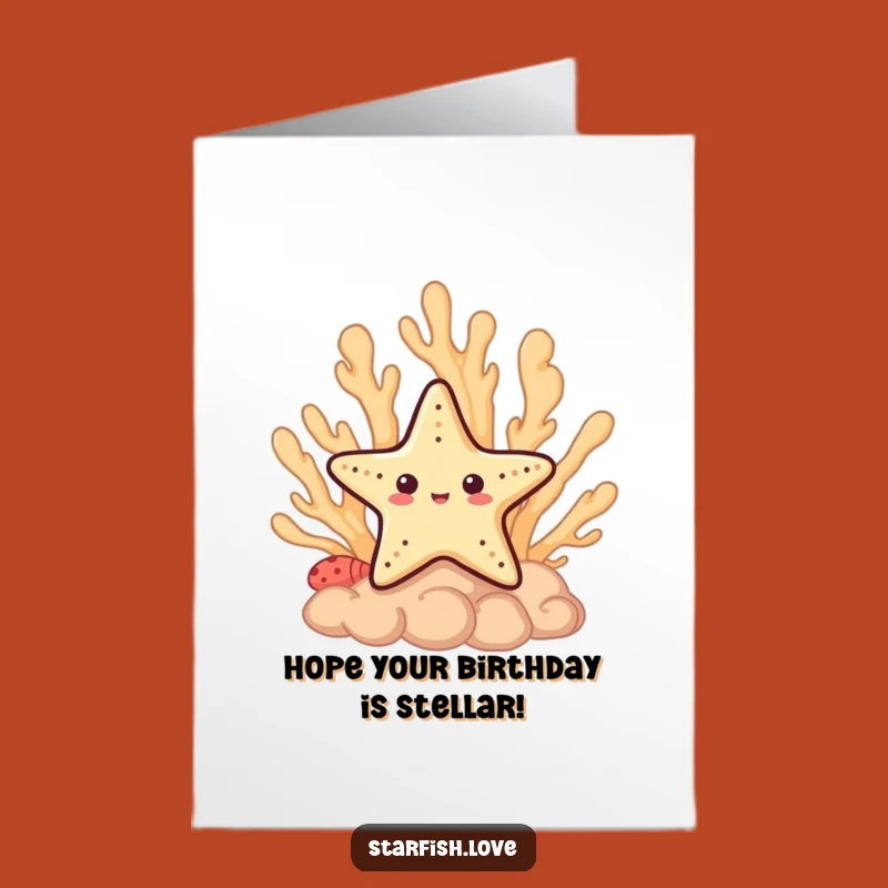 Funny Free Printable Birthday Card: Shy Starfish Peeking for a Sweet Wish