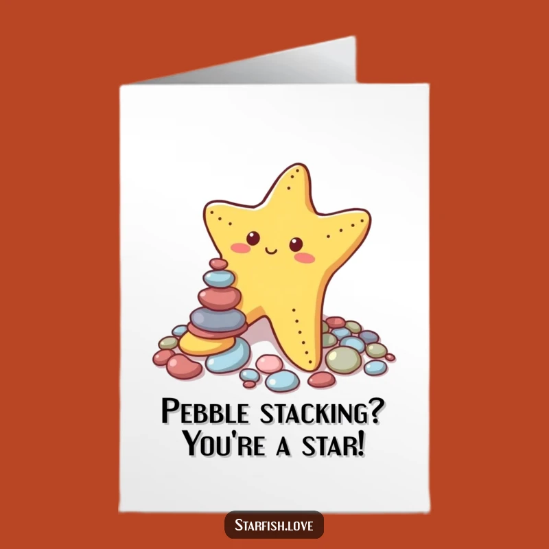 Free Printable Birthday Card: Funny Starfish Stacking Pebbles DIY Gift