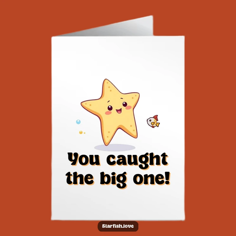 Free Printable Congrats Card: Starfish Fish Chase Humor Downloadable Gift