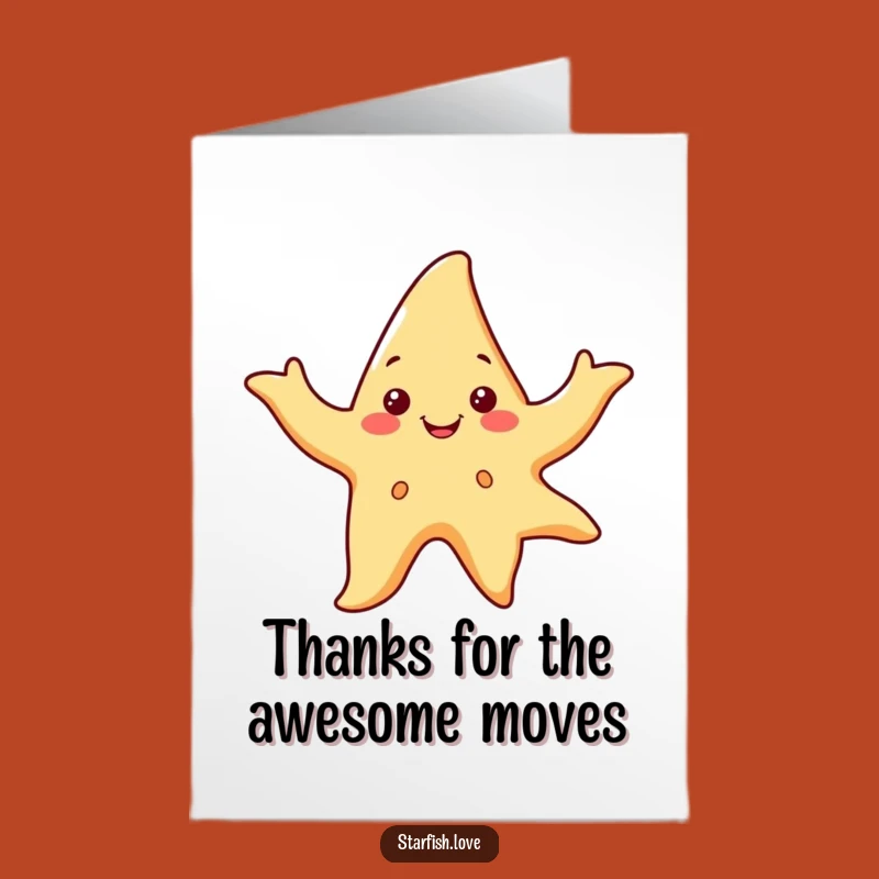Free Printable Thank You Card: Dancing Starfish Flowing Arms Funny Downloadable Gift
