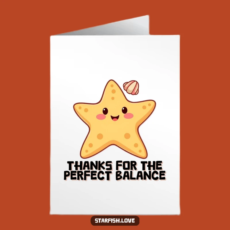 Free Printable Thank You Card: Starfish Seashell Balance Funny Downloadable Gift