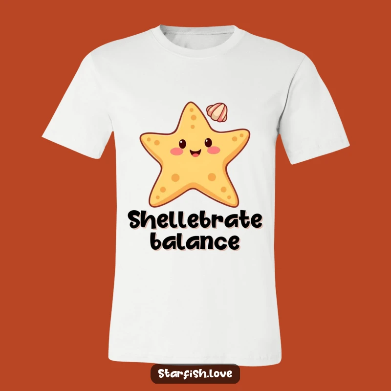 Funny Starfish Seashell T-Shirt: Wear Your Balance with this Happy Design