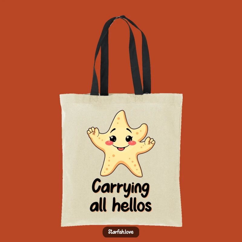 Funny Starfish Wave Tote Bag: Carry a Greeting, Friendly Style, Ideal Funny Gift